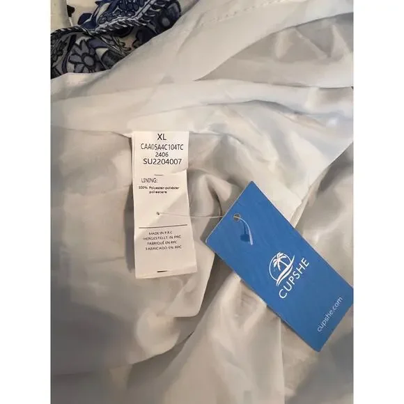 Cupshe Blue & White Floral One-Shoulder Mini Dress Size XL - Picture 9 of 9